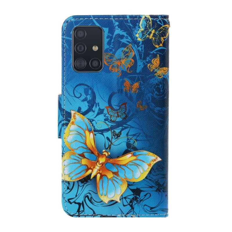 Samsung Galaxy A71 - Housse Papillons Dorés