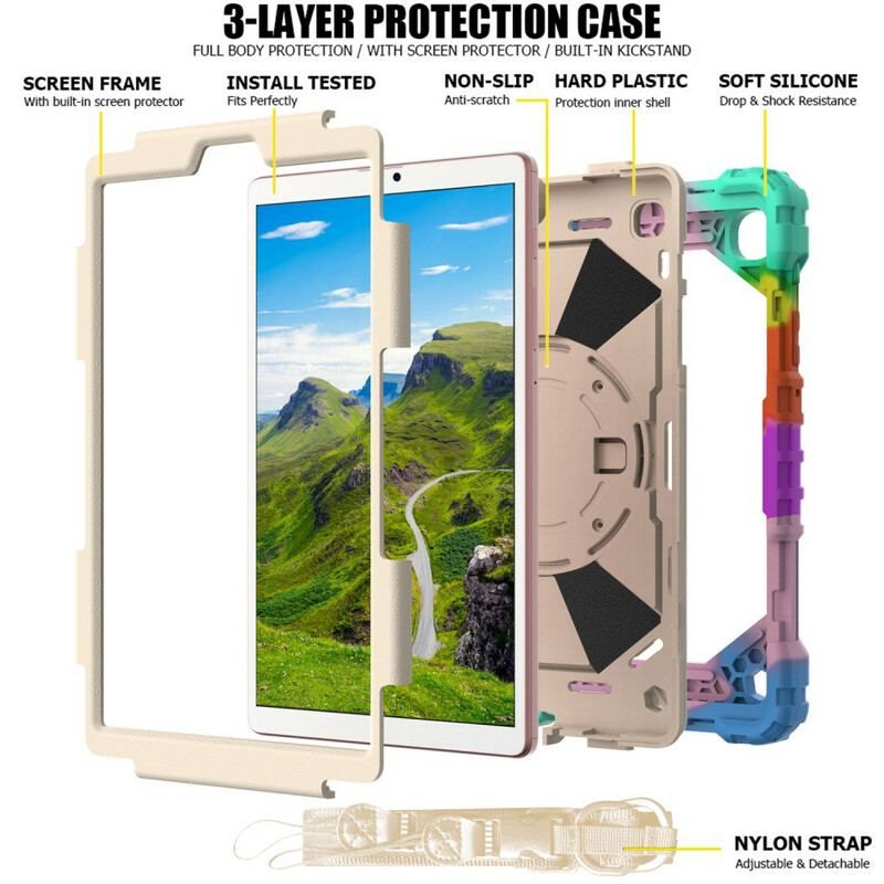 Coque Samsung Galaxy Tab A7 Lite Multi-Fonctionnelle Camouflage