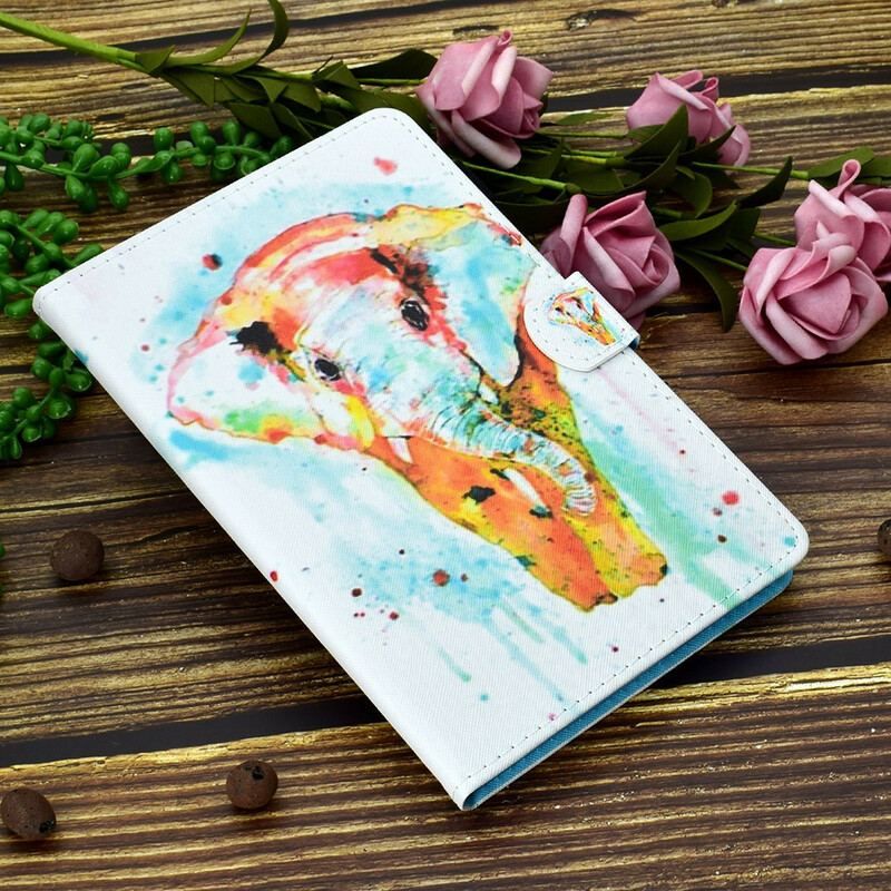 Housse Samsung Galaxy Tab A7 Lite Éléphant Aquarelle