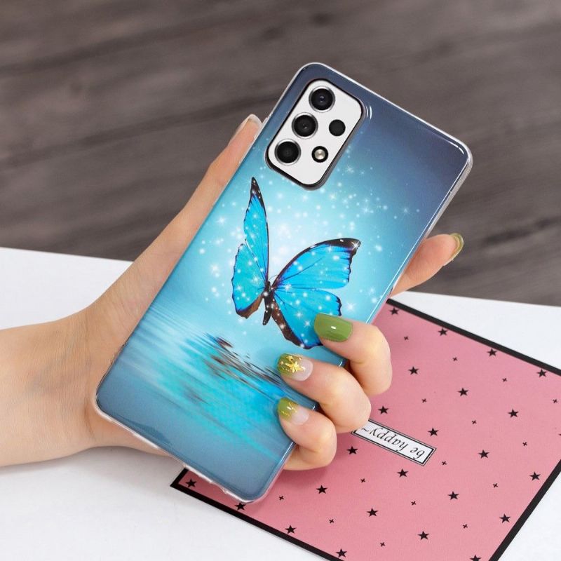 Coque Samsung Galaxy A53 5G Luminous papillon bleu