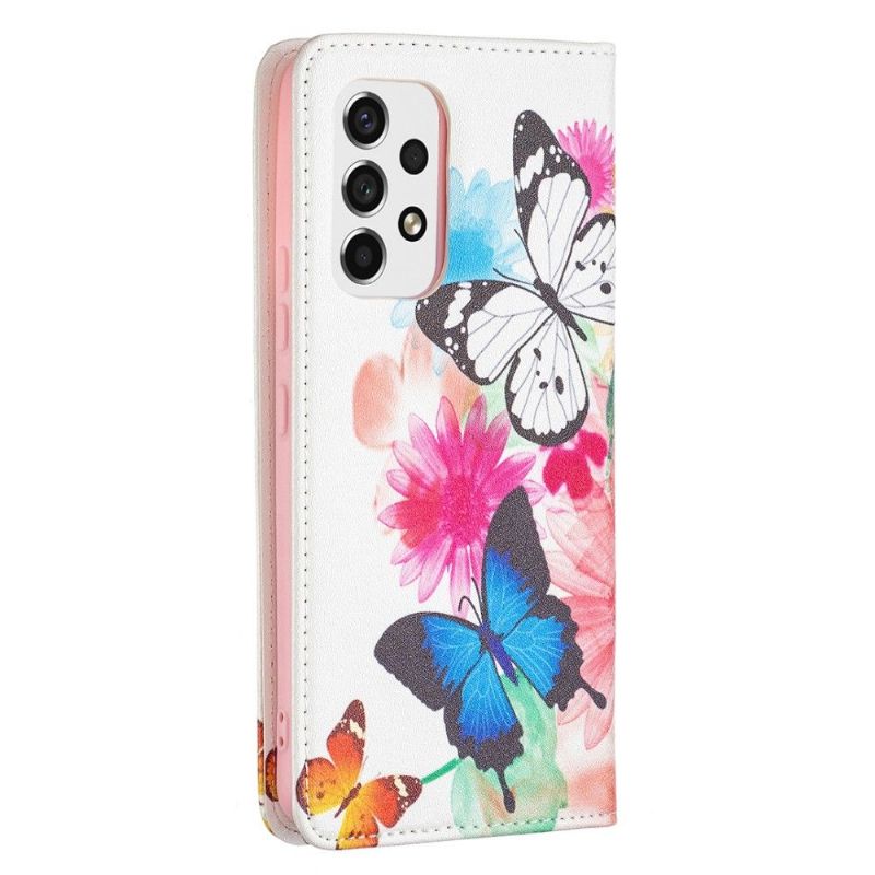 Housse Samsung Galaxy A53 5G Papillons et Fleurs Colorées