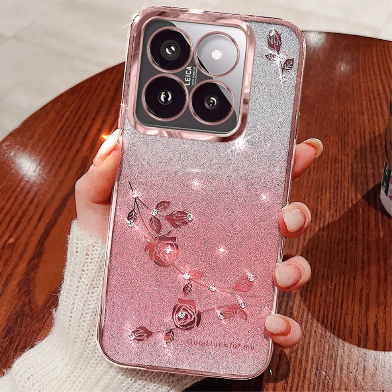 Coque Xiaomi 14T Pro Strass et Fleurs KADEM