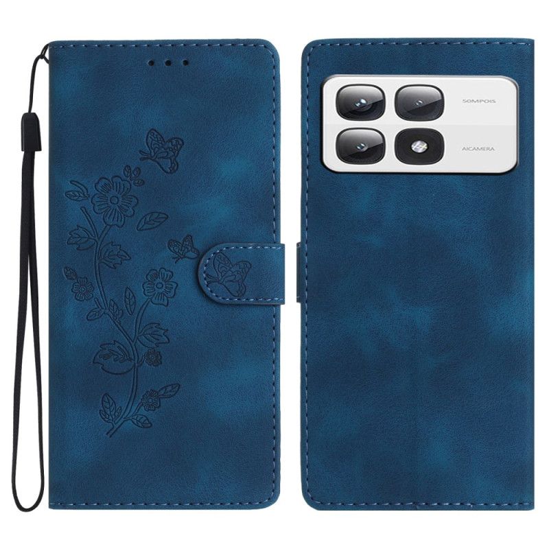 Housse Xiaomi 14T Pro Motif Floral à Lanière