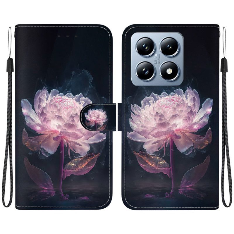 Housse Xiaomi 14T Pro Pivoine Rose à Lanièr