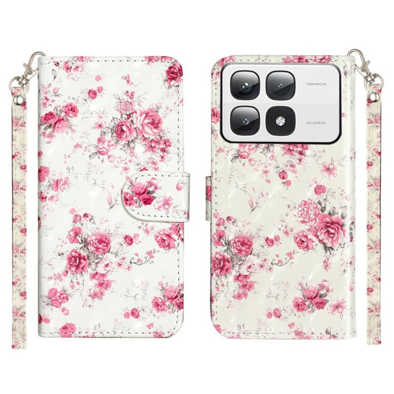 Housse Xiaomi 14T Pro Roses à Lanière