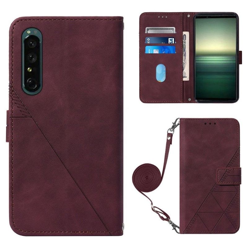 Housse Sony Xperia 1 IV design géométrique avec sangle