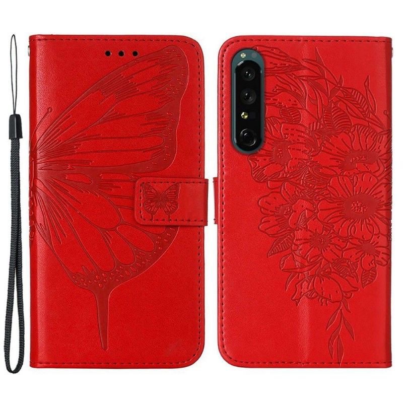 Housse Sony Xperia 1 IV Papillon Fleur Porte-Cartes