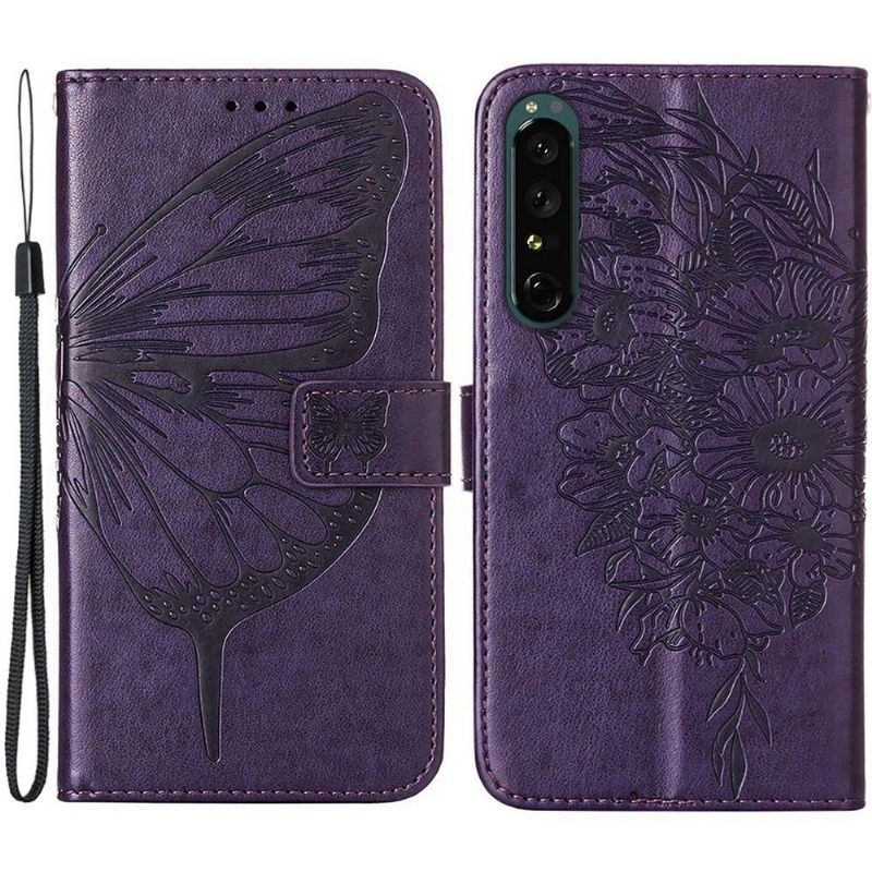 Housse Sony Xperia 1 IV Papillon Fleur Porte-Cartes