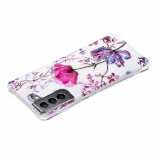 Coque silicone Samsung Galaxy S21 FE fleur violette