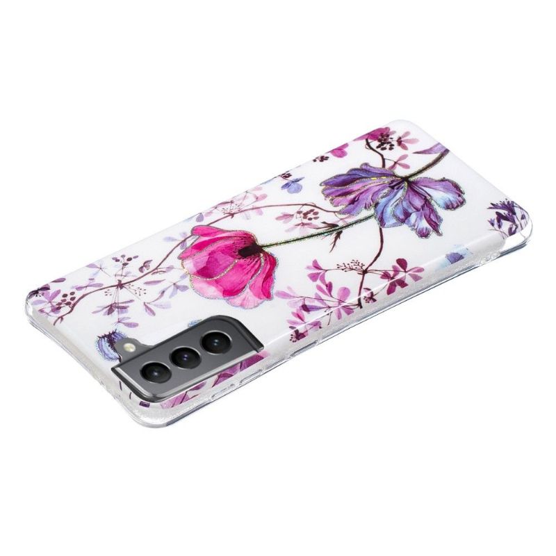 Coque silicone Samsung Galaxy S21 FE fleur violette