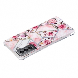 Coque silicone Samsung Galaxy S21 FE marbre et fleurs