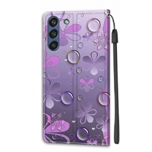 Housse Samsung Galaxy S21 FE 5G Illustration fleurs violettes