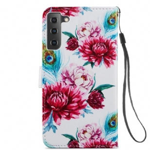 Housse Samsung Galaxy S21 FE Paon fleur