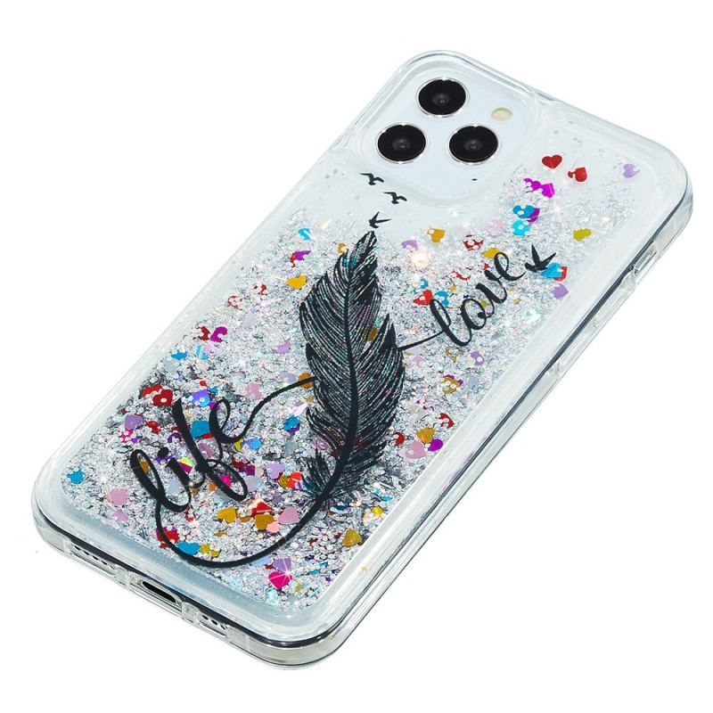 Coque iPhone 15 Pro Max Paillettes Plume