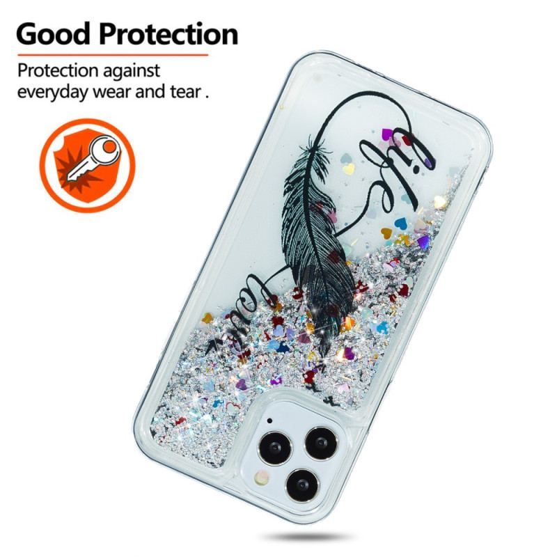 Coque iPhone 15 Pro Max Paillettes Plume