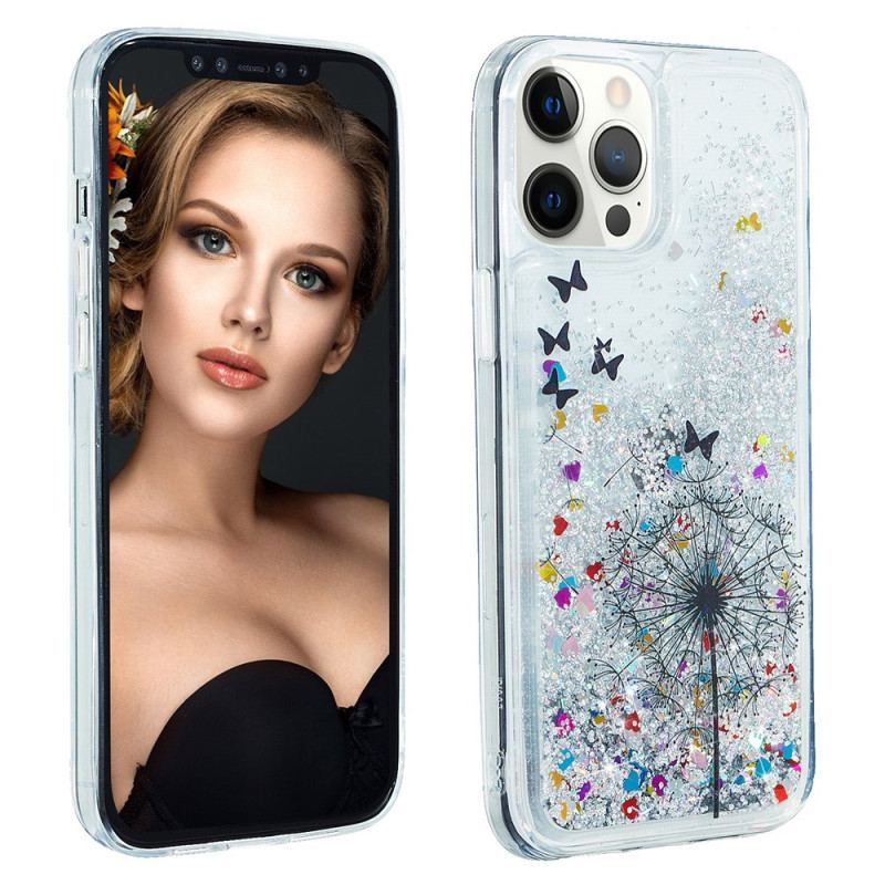 Coque iPhone 15 Pro Paillettes Pissenlit