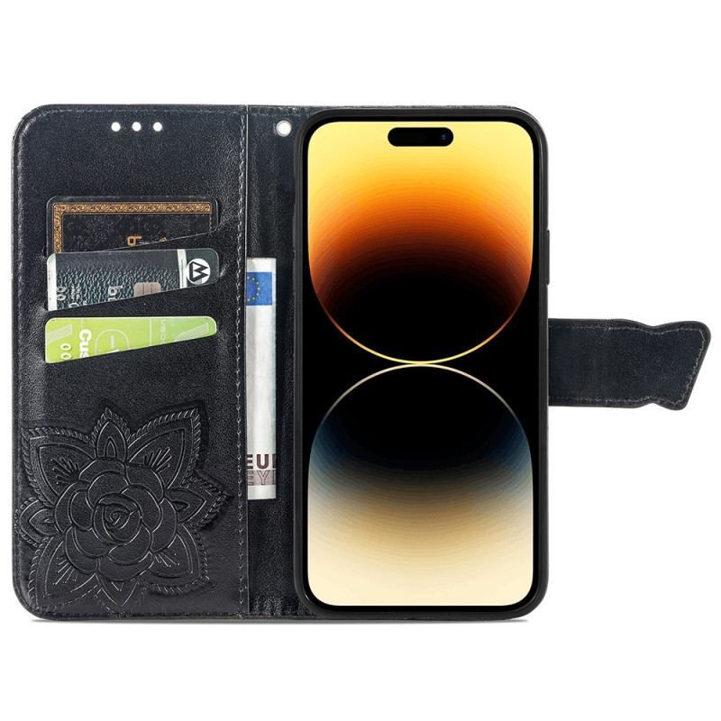 Housse iPhone 15 Pro Max Papillon Baroque à Lanière