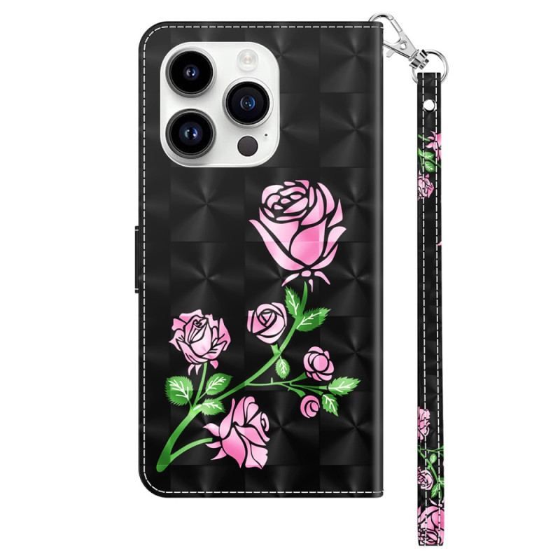 Housse iPhone 15 Pro Max Roses à Lanière