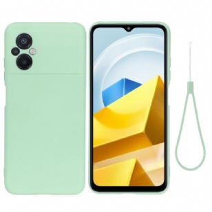 Coque Poco M5 Silicone Liquide à Lanière