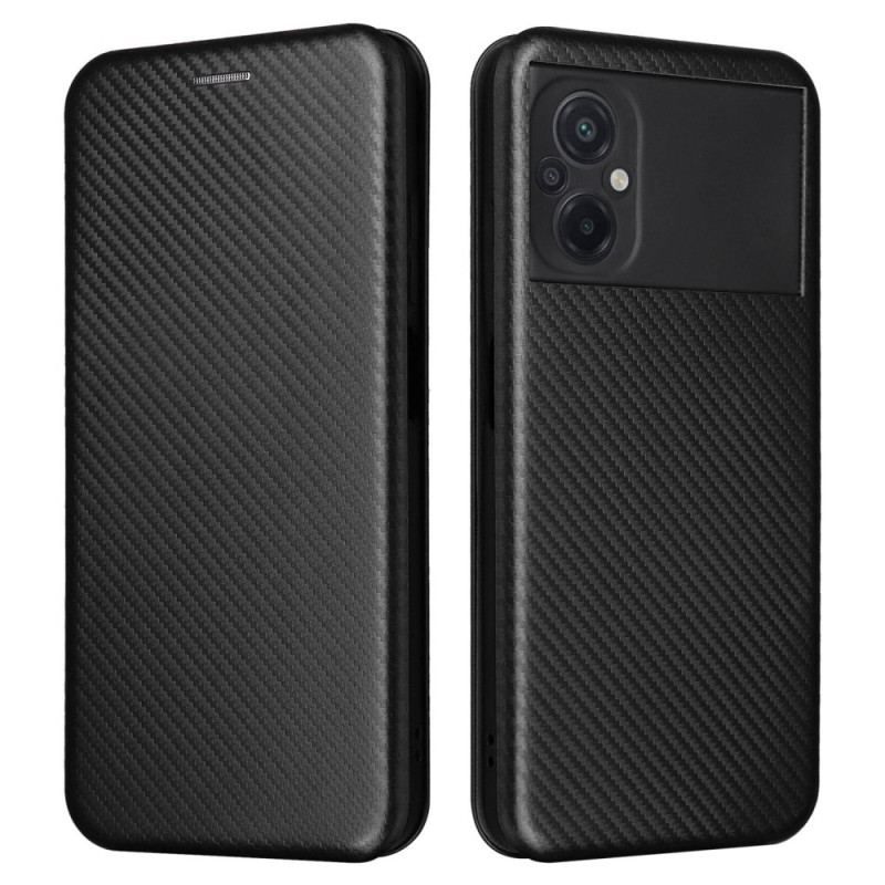 Flip Cover Poco M5 Fibre Carbone