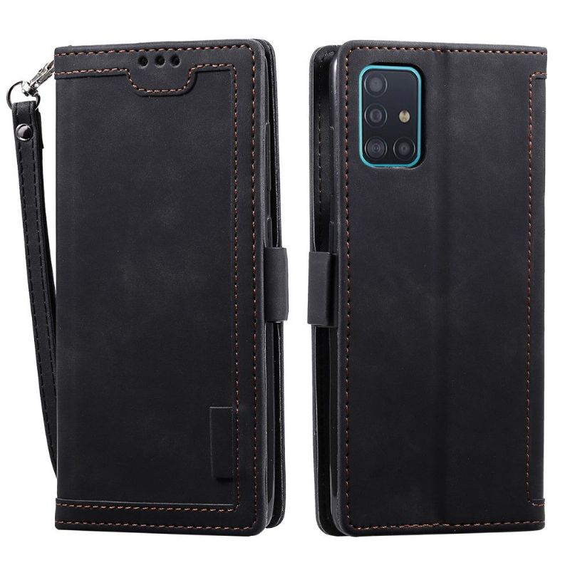 Housse Samsung Galaxy A51 5G Vintage Porte Cartes à Lanière