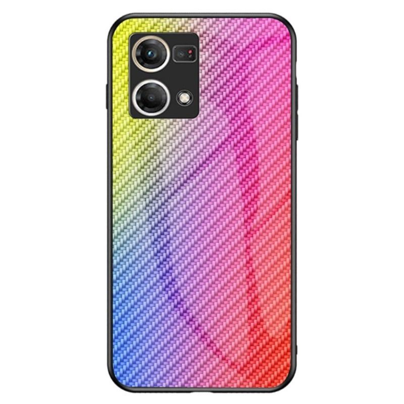 Coque Oppo Reno 7 style fibre carbone en verre trempé