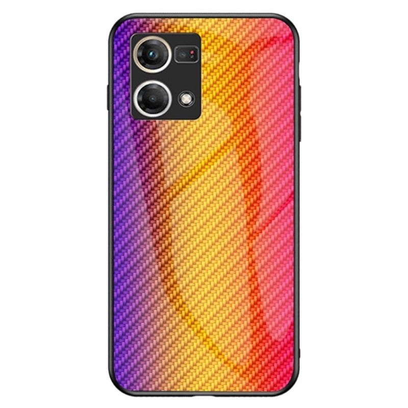 Coque Oppo Reno 7 style fibre carbone en verre trempé