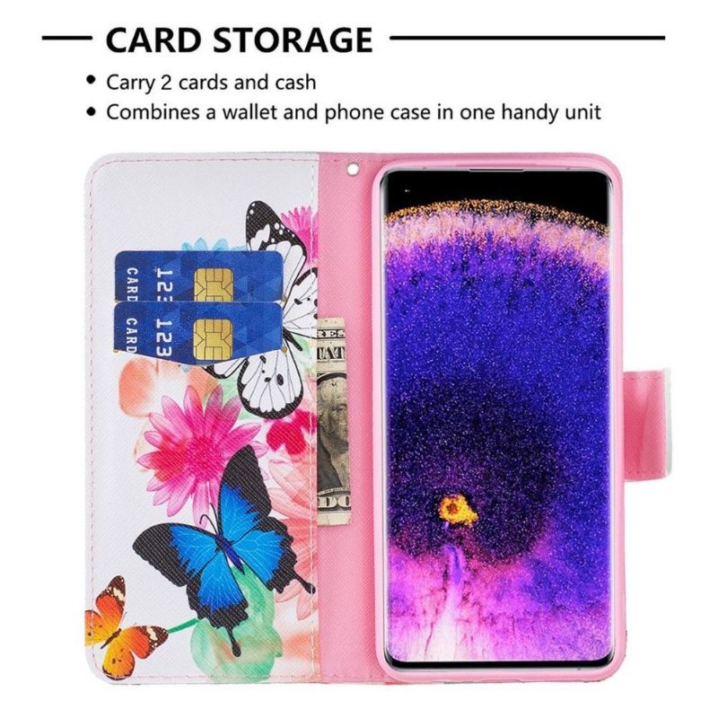 Housse Oppo Reno 7 papillons et fleurs colorées