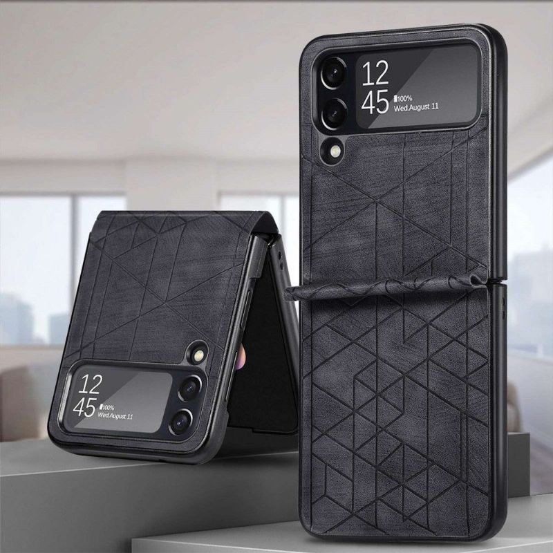 Coque Samsung Galaxy Z Flip 3 5G effet cuir lignes géométriques