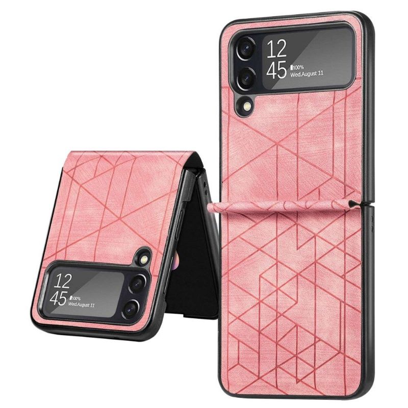 Coque Samsung Galaxy Z Flip 3 5G effet cuir lignes géométriques