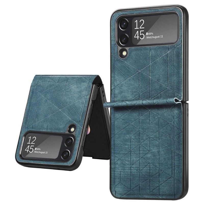 Coque Samsung Galaxy Z Flip 3 5G effet cuir lignes géométriques