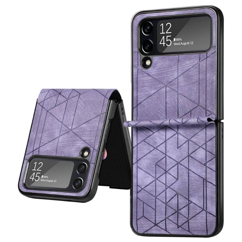 Coque Samsung Galaxy Z Flip 3 5G effet cuir lignes géométriques