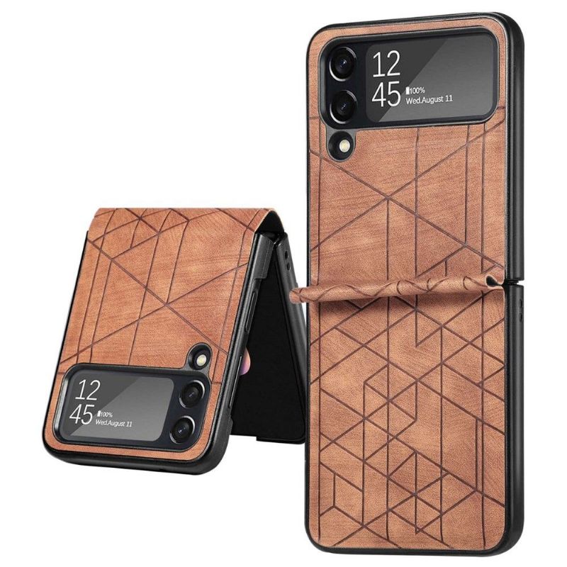 Coque Samsung Galaxy Z Flip 3 5G effet cuir lignes géométriques