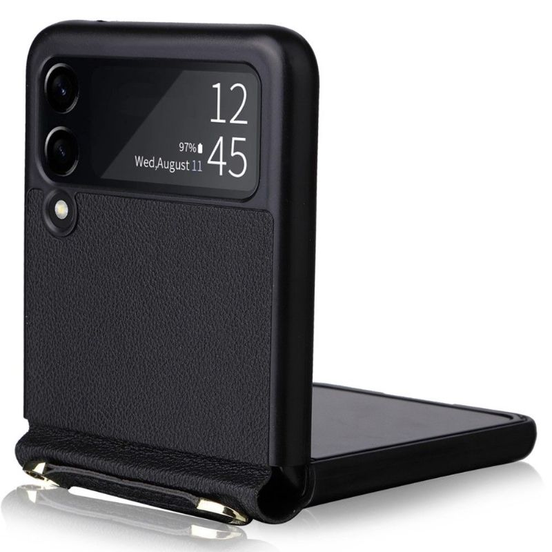 Coque Samsung Galaxy Z Flip 3 5G Simili Cuir à Cordon