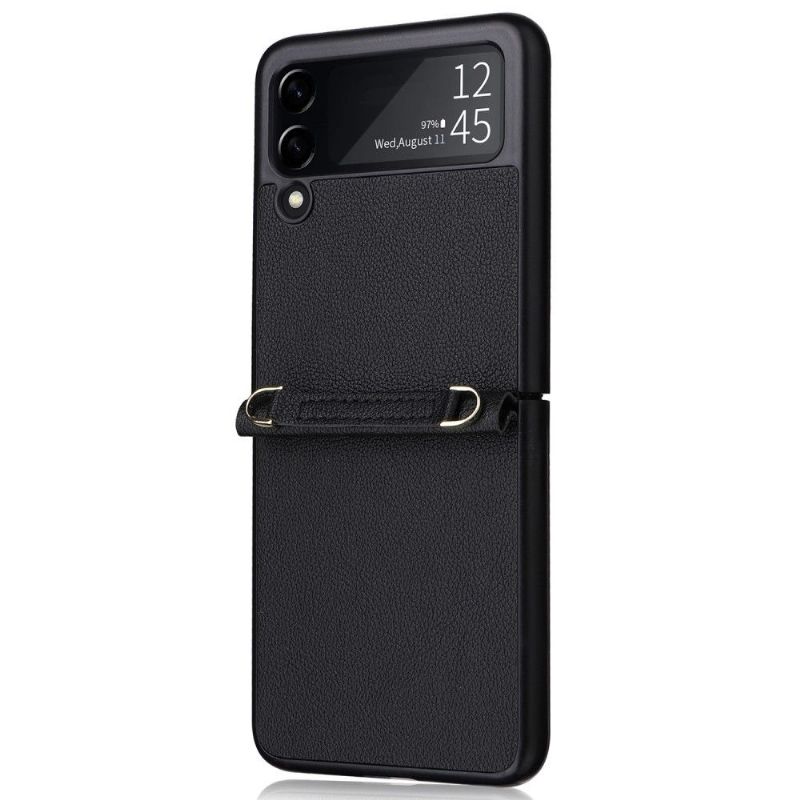 Coque Samsung Galaxy Z Flip 3 5G Simili Cuir à Cordon