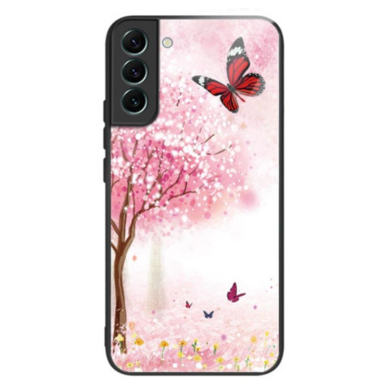 Coque Samsung Galaxy S24 5G Verre Trempé Cerisiers en Fleurs