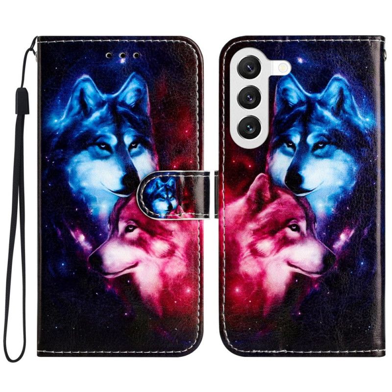 Housse Samsung Galaxy S24 5G Couple de Loups à Lanière