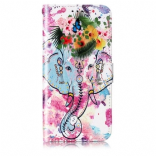 Housse Samsung Galaxy S24 5G Éléphant Fleuri à Lanière