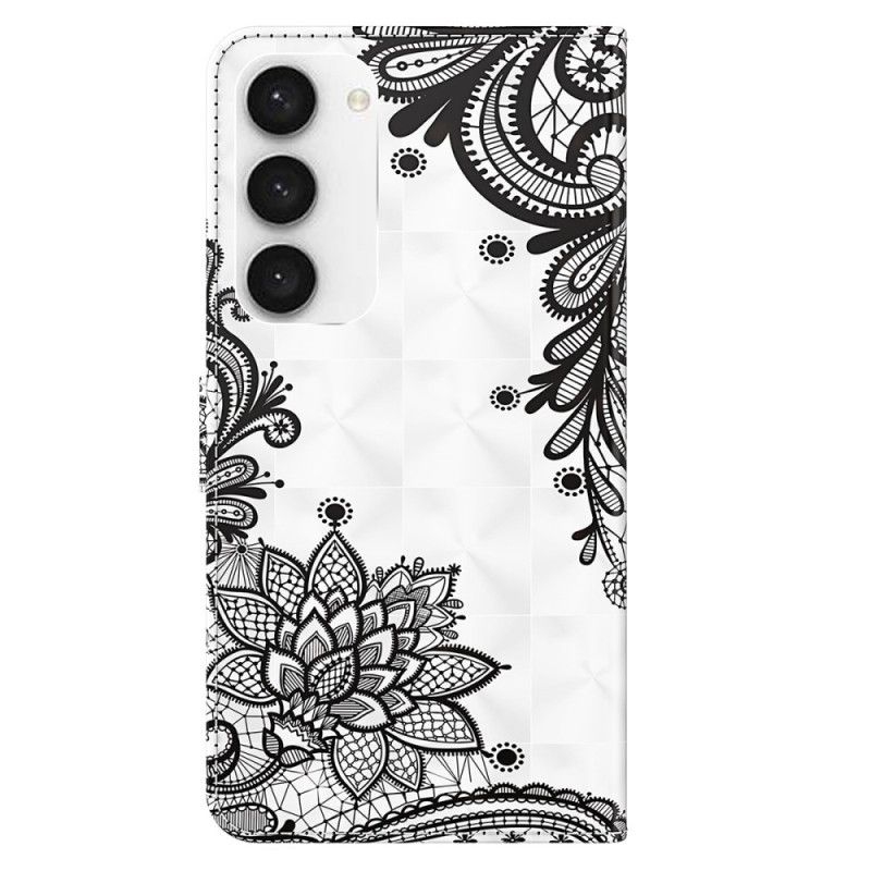 Housse Samsung Galaxy S24 5G Fleur en Dentelle à Lanière