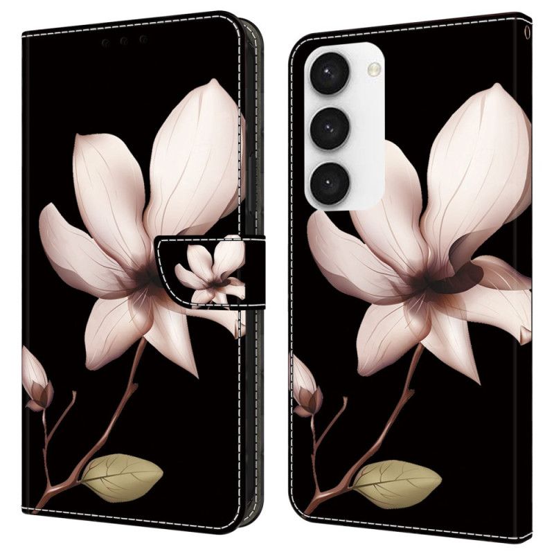 Housse Samsung Galaxy S24 5G Fleur Rose sur Fond Noir