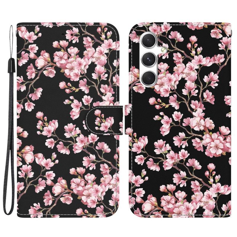 Housse Samsung Galaxy S24 5G Fleurs de Prunier à Lanière