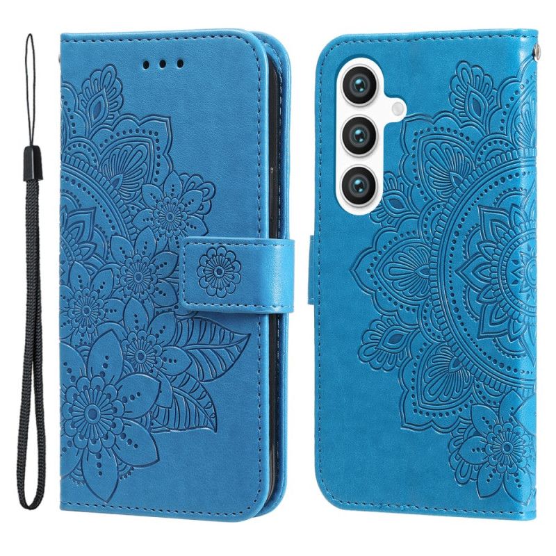 Housse Samsung Galaxy S24 5G Mandala Floral avec Lanière