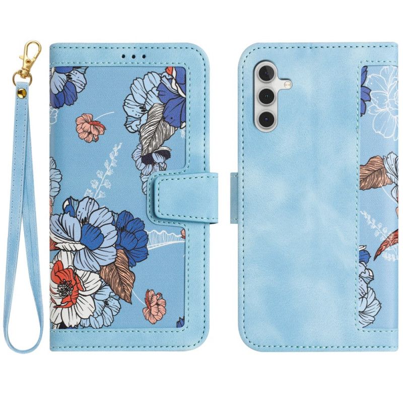 Housse Samsung Galaxy S24 5G Motif Floral Artistique à Lanière