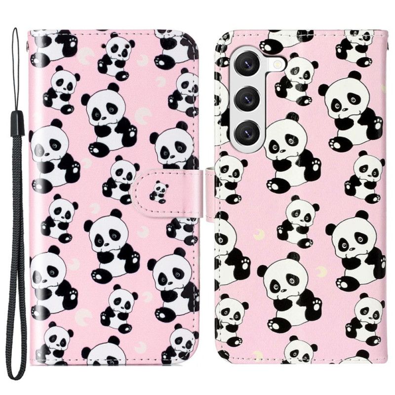 Housse Samsung Galaxy S24 5G Motif Panda à Lanière