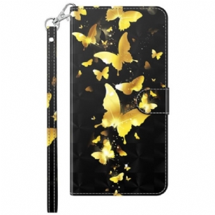 Housse Samsung Galaxy S24 5G Papillons Dorés