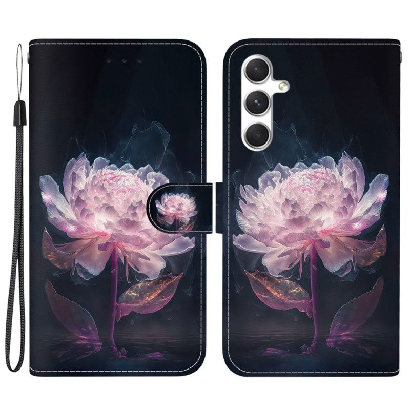 Housse Samsung Galaxy S24 5G Pivoine Pourpre à Lanière