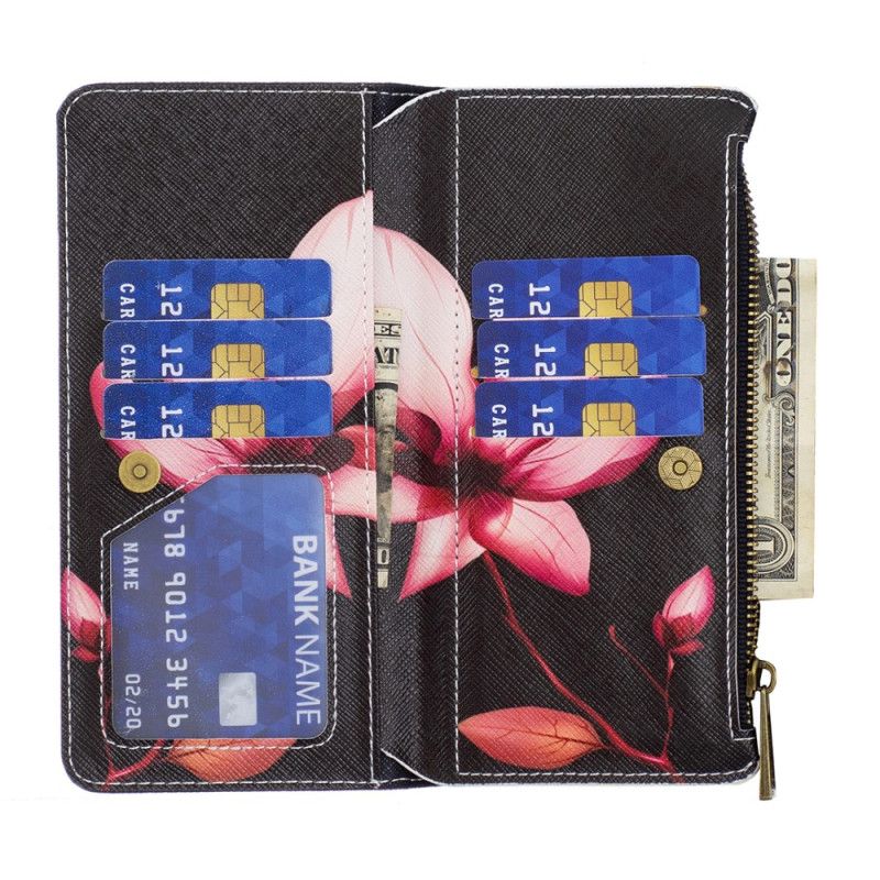 Housse pour Samsung Galaxy S24 5G Portefeuille Fleur Rose à Lanière