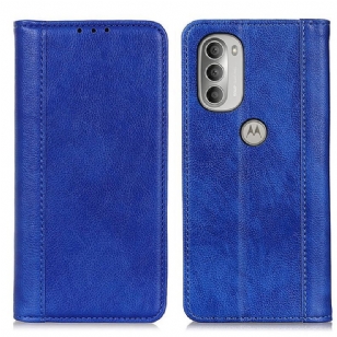 Flip Cover Moto G51 5G Cuir Litchi Fendu Élégance