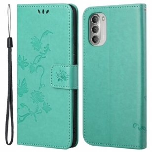 Housse Moto G51 5G Papillons et Fleurs D'Asie