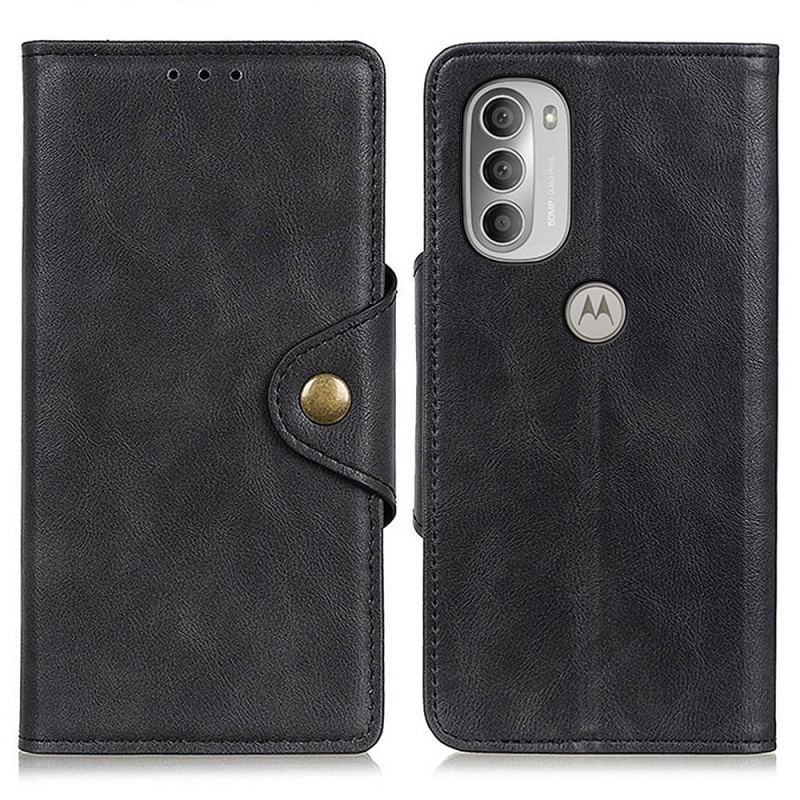 Housse Moto G51 5G Simili Cuir Vintage et Bouton